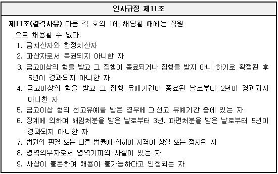 인사규정 제11조