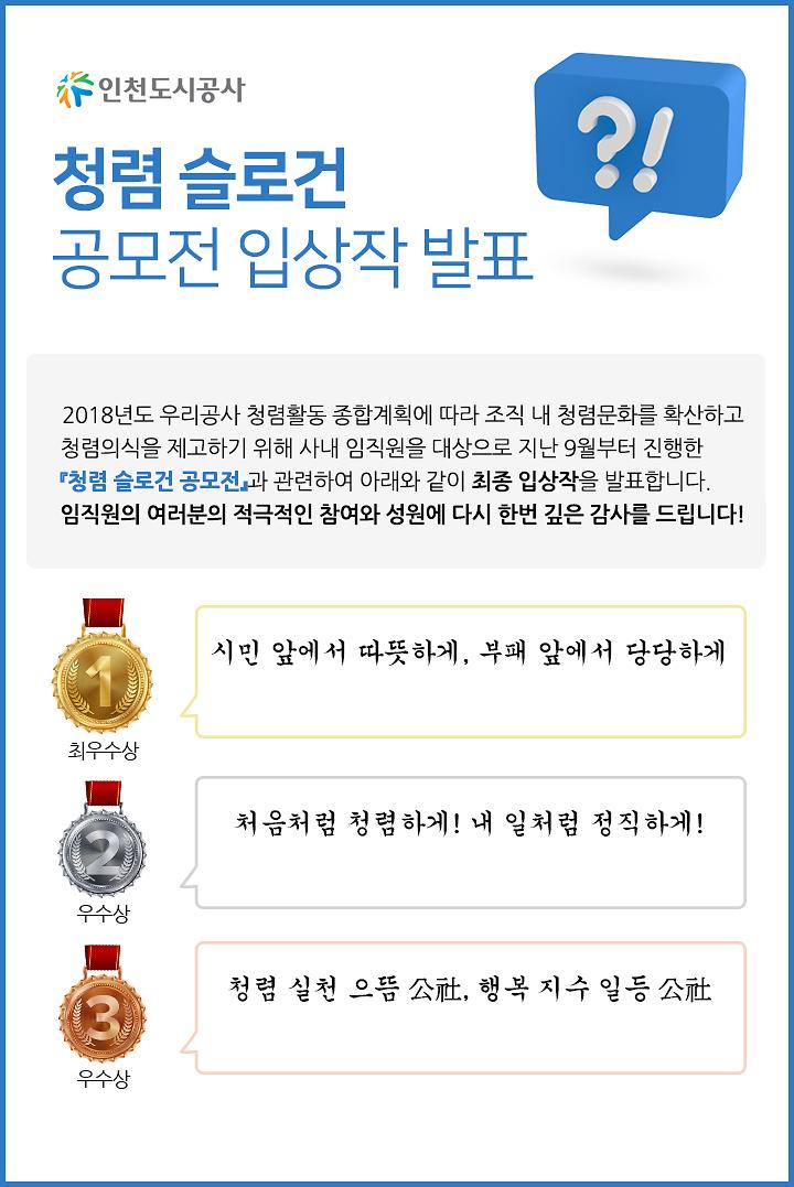 2018 청렴슬로건 사내공모 입상작 안내 사진