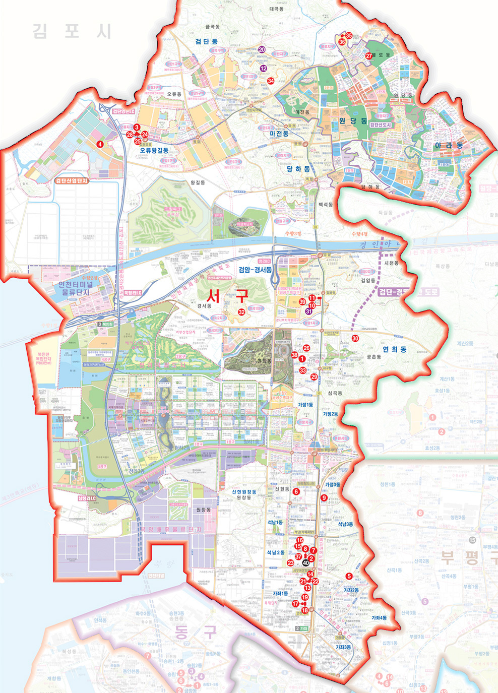 서구 매입형 임대주택 지도. 자세한 사항은 아래 표를 참고해주세요.